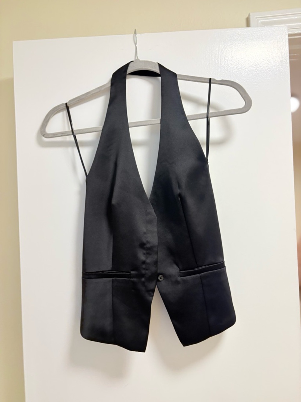 Zara Black Satin Halter Top